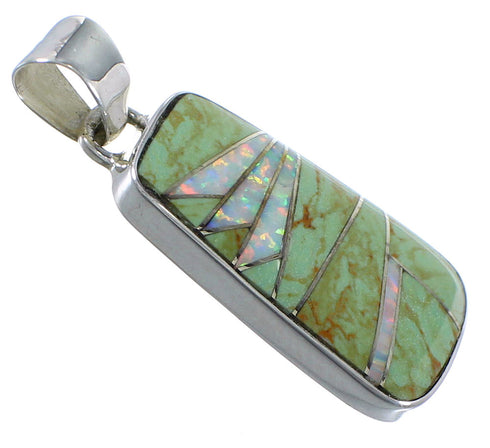 Southwestern Turquoise And Opal Silver Pendant EX44439