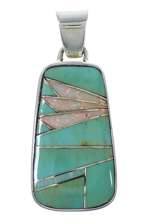 Turquoise And Opal Southwest Silver Pendant EX44440