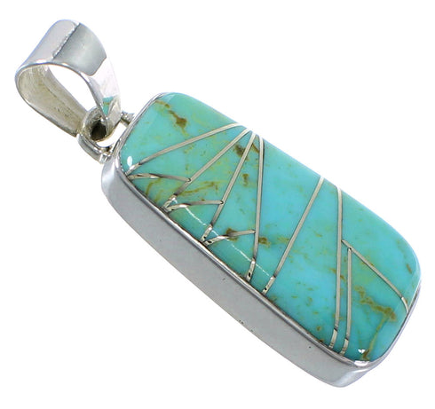 Turquoise Inlay Southwest Sterling Silver Pendant EX44452