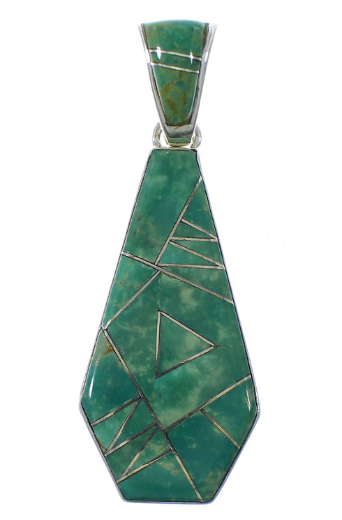 Turquoise Southwest Reversible Silver Pendant EX44470