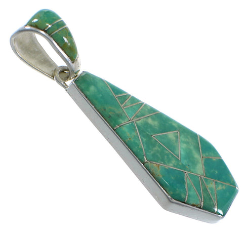 Turquoise Southwest Reversible Silver Pendant EX44470