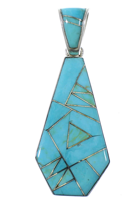 Southwestern Turquoise Reversible Silver Pendant EX44473
