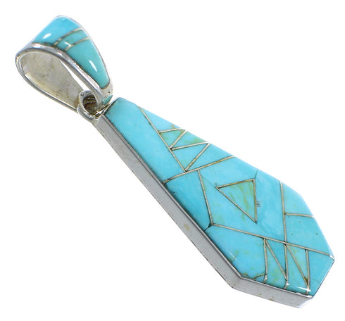 Southwestern Turquoise Reversible Silver Pendant EX44473