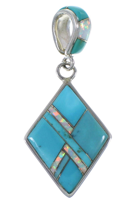 Turquoise Opal Inlay Sterling Silver Pendant EX44332