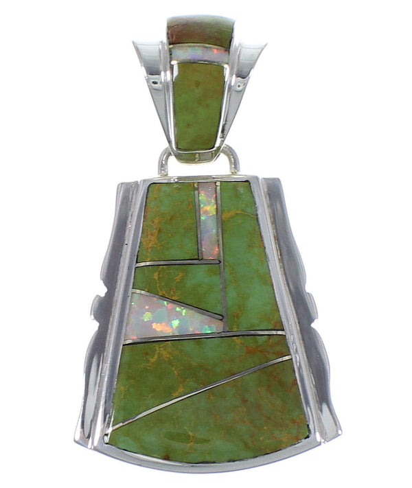 Genuine Sterling Silver Turquoise And Opal Pendant EX44356