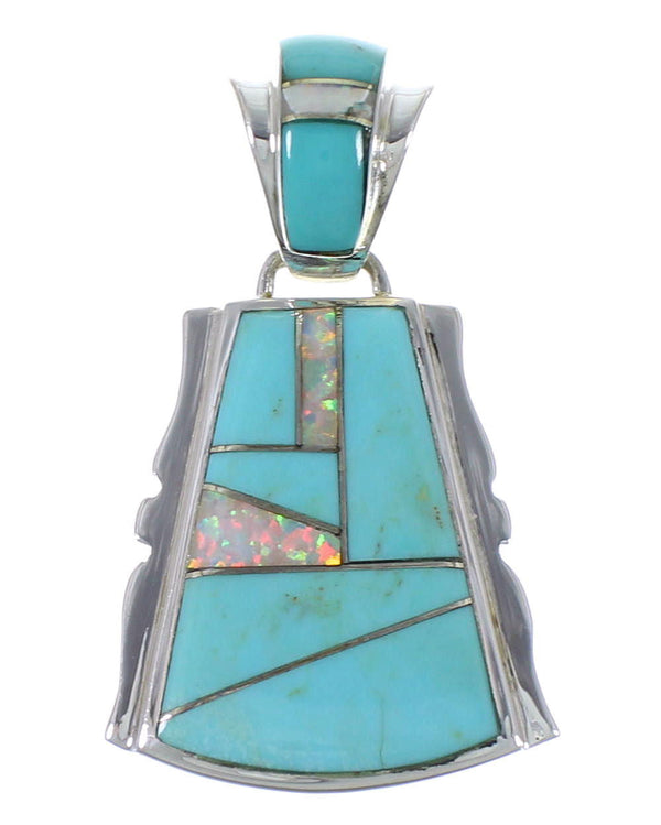 Turquoise And Opal Sterling Silver Pendant EX44357