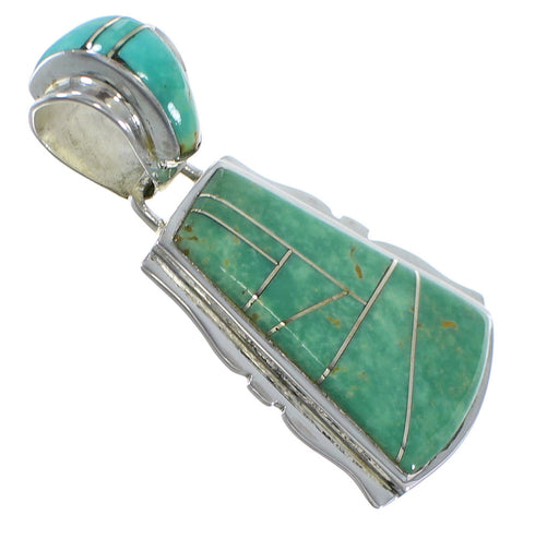 Southwest Sterling Silver Turquoise Inlay Pendant EX44367