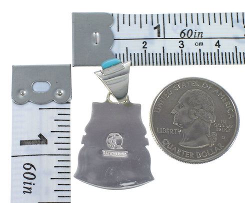 Turquoise Inlay Southwestern Silver Pendant EX44369