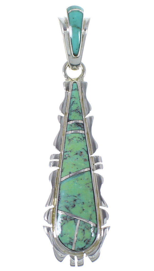 Southwest Turquoise Inlay And Silver Pendant EX44373