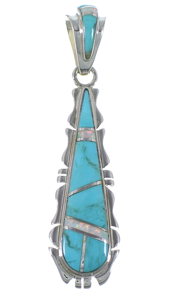Genuine Sterling Silver Turquoise Opal Pendant EX44392