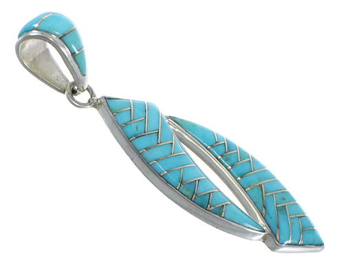 Southwestern Authentic Sterling Silver Turquoise Inlay Pendant AX48854