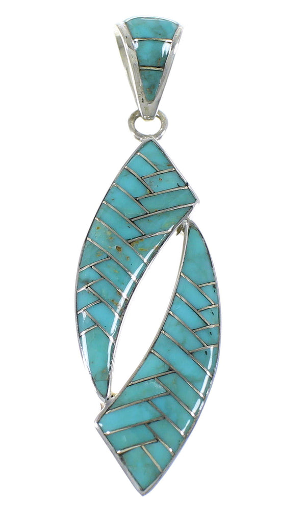 Turquoise Inlay Silver Jewelry Pendant AX48863