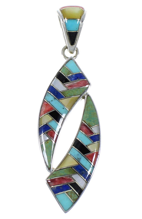 Multicolor Inlay Silver Jewelry Pendant AX48864