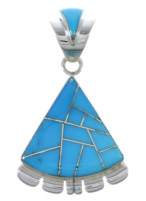 Sterling Silver Turquoise Inlay Southwest Pendant AX48944