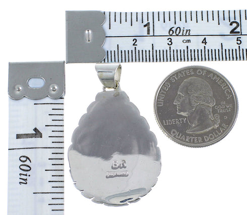 Turquoise Inlay Southwestern Silver Pendant Jewelry AX48969