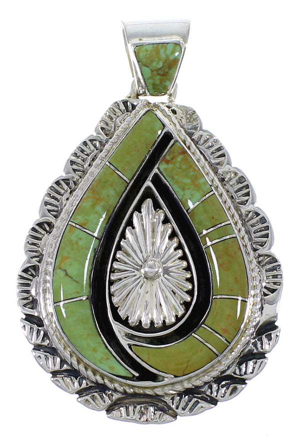 Southwestern Turquoise Inlay Silver Pendant Jewelry AX48971