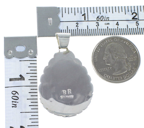 Southwestern Turquoise Inlay Silver Pendant Jewelry AX48971