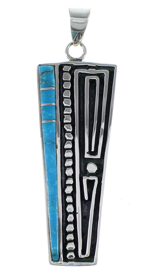 Turquoise Inlay And Sterling Silver Jewelry Southwest Pendant AX48976