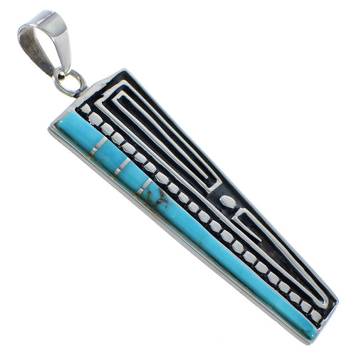 Turquoise Inlay Silver Jewelry Southwest Pendant AX48980