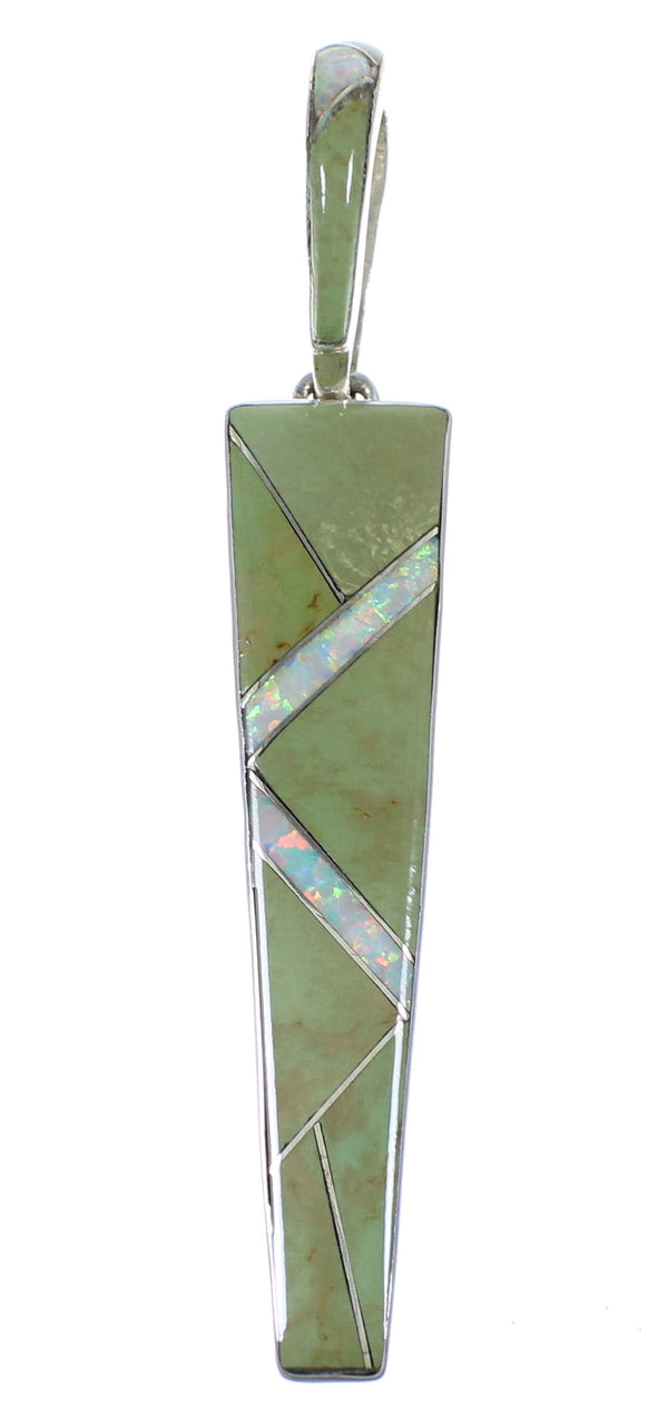 Sterling Silver Turquoise And Opal Southwest Inlay Pendant CX46114