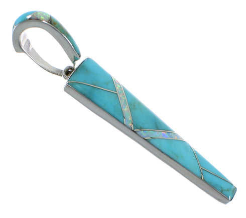 Turquoise And Opal Southwest Silver Pendant CX46123