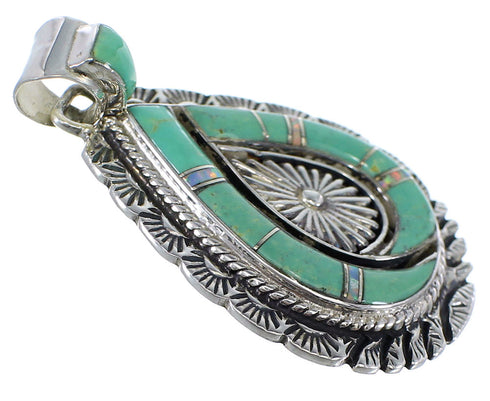 Genuine Sterling Silver Turquoise Opal Pendant CX46252