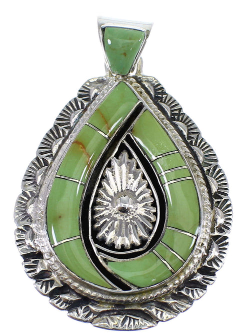 Turquoise Inlay Southwest Silver Pendant CX46262