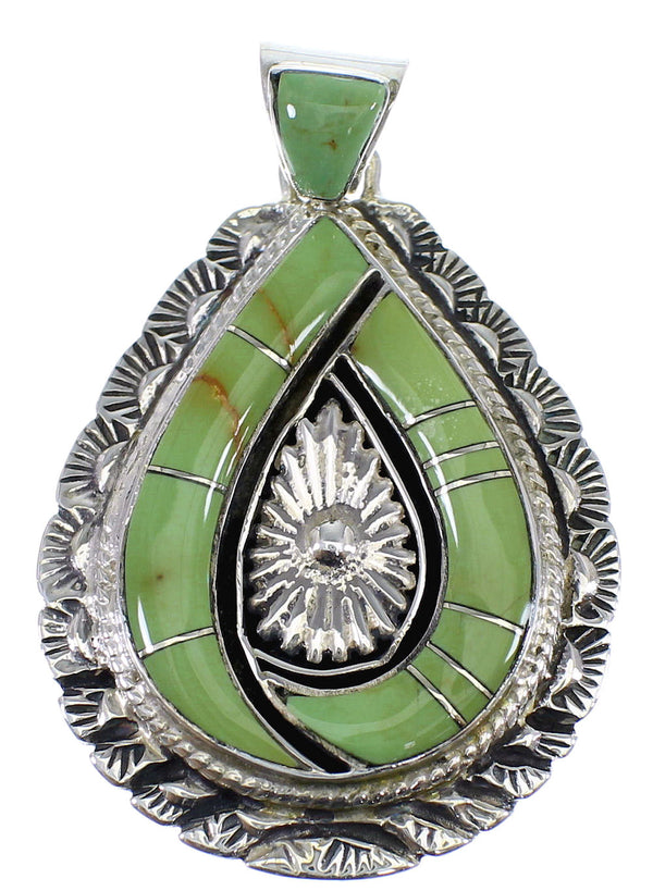 Turquoise Inlay Southwest Silver Pendant CX46262