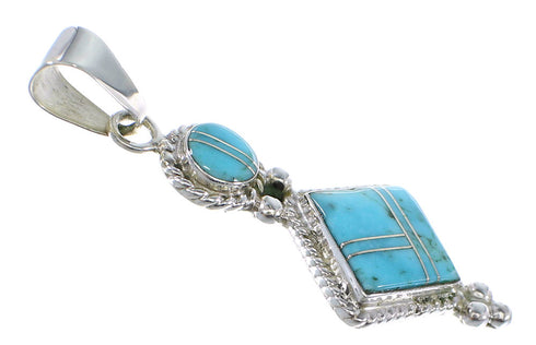 Turquoise Inlay Southwest Sterling Silver Pendant CX46293