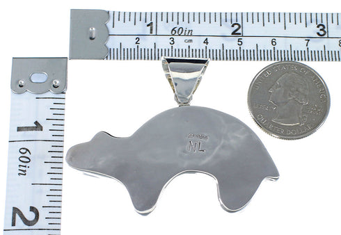 Turquoise Multicolor Inlay Sterling Silver Bear Sun Pendant KX44051