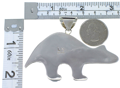 Turquoise Multicolor Inlay Sterling Silver Bear Slide Pendant DS39229