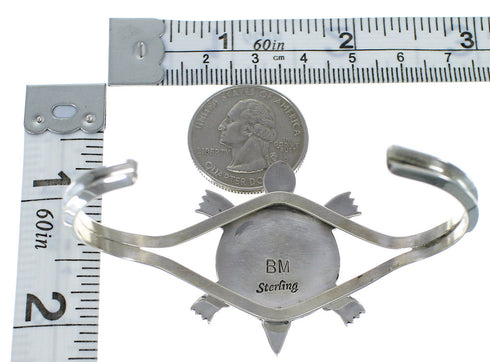 Multicolor Inlay Turtle Sterling Silver Cuff Bracelet EX45122