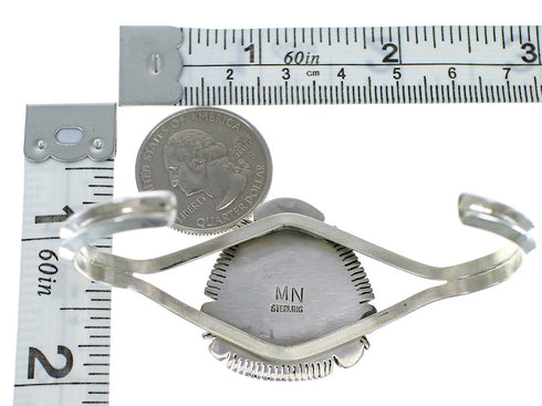 Black Jade And Mother Of Pearl Inlay Silver Bracelet EX45150