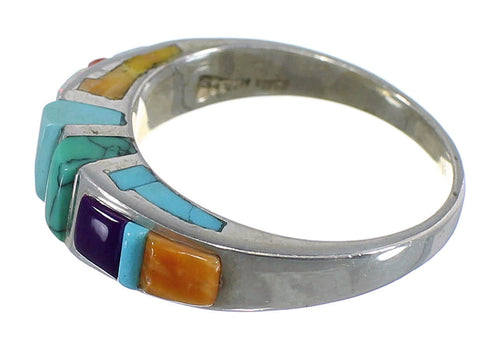 Sterling Silver Jewelry Turquoise Multicolor Ring Size 5-3/4 HS34147