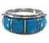 Turquoise Opal Inlay Sterling Silver Southwest Ring Size 7-3/4 GS56020