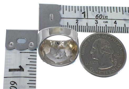 Southwestern Turquoise Sterling Silver Jewelry Ring Size 8 AX81746