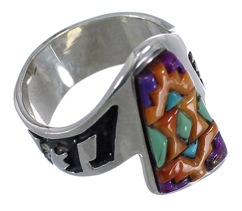 Multicolor Turquoise Genuine Sterling Silver Ring Size 7-1/4 AS37107