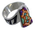 Multicolor Inlay Authentic Sterling Silver Ring Size 7-1/4 AS37106