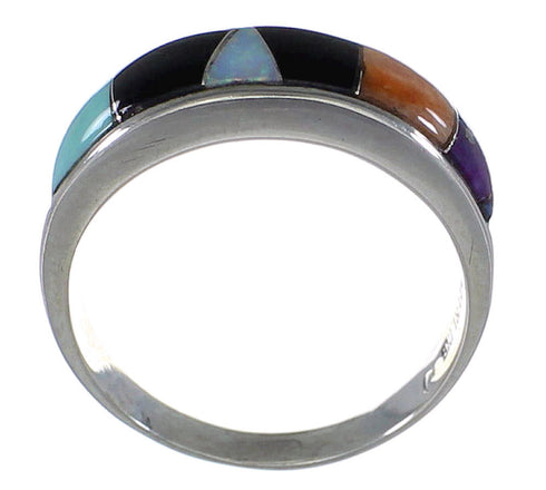 Multicolor Turquoise Jewelry Sterling Silver Ring Size 8-1/2 RS37391