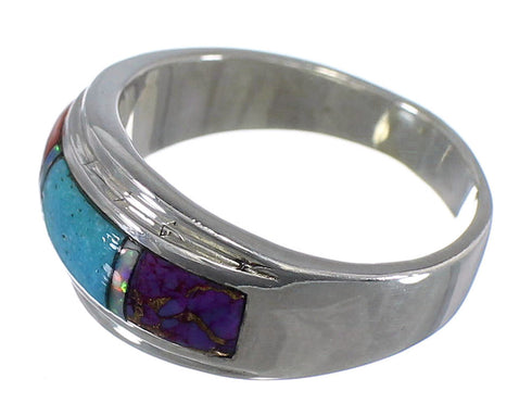 Turquoise Opal Multicolor Sterling Silver Ring Size 7-3/4 DS38215