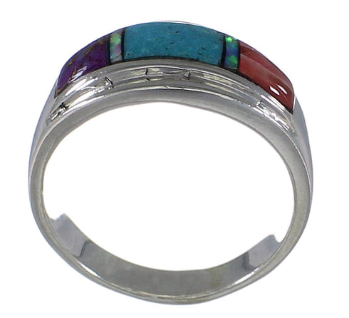 Sterling Silver Turquoise Opal Multicolor Ring Size 8-1/2 DS38217