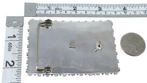 Genuine Sterling Silver Southwest Turquoise Belt Buckle EX47977