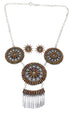 Oyster Shell Needle Point Silver Link Necklace Earrings Set EX47285