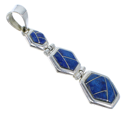 Genuine Sterling Silver Southwest Lapis Pendant Jewelry CX47228