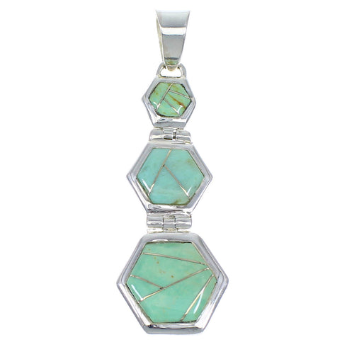 Southwest Turquoise Genuine Sterling Silver Pendant CX47233