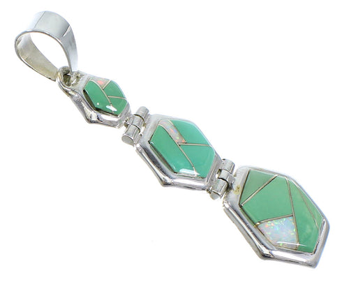 Sterling Silver Opal And Turqouise Pendant Jewelry CX47261
