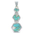 Genuine Sterling Silver Opal And Turqouise Pendant Jewelry CX47263