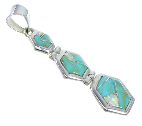 Genuine Sterling Silver Opal And Turqouise Pendant Jewelry CX47263