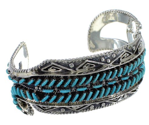 Turquoise Sterling Silver Water Waves Well-Built Cuff Bracelet CX47614