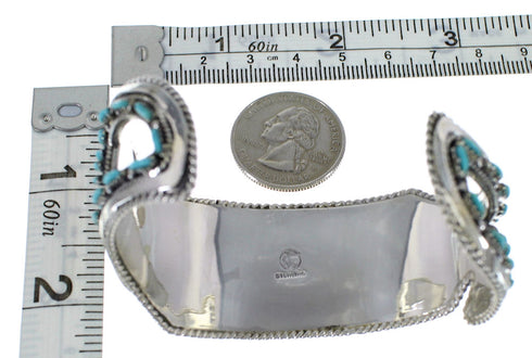 Turquoise Sterling Silver Water Waves Well-Built Cuff Bracelet CX47614